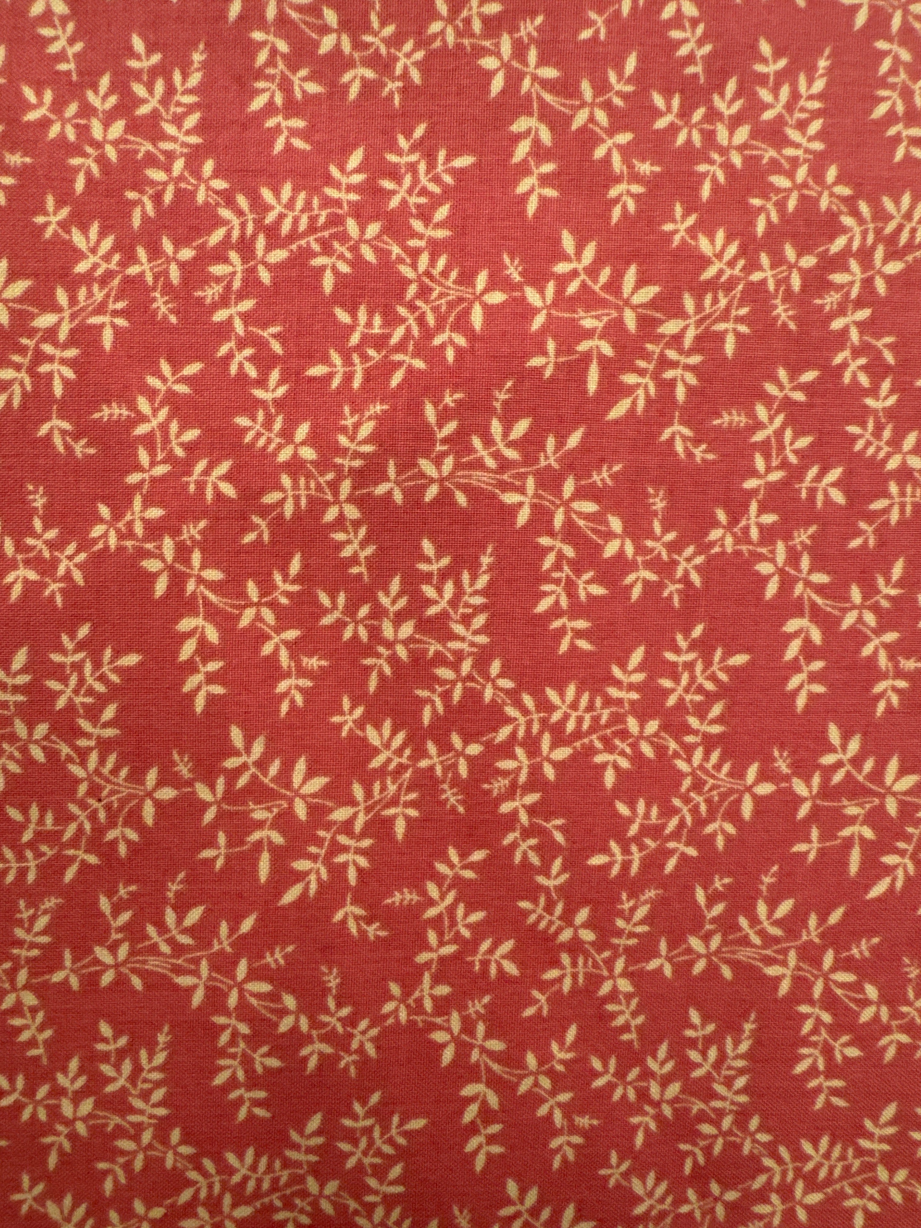 Bonheur De Jour Gold Branches on Deep Coral blender quilting fabric by French General for Moda