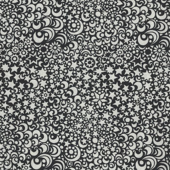 Celeste Black and White Moon and Stars novelty quilting fabric by Sally Kelly for Windham Fabrics