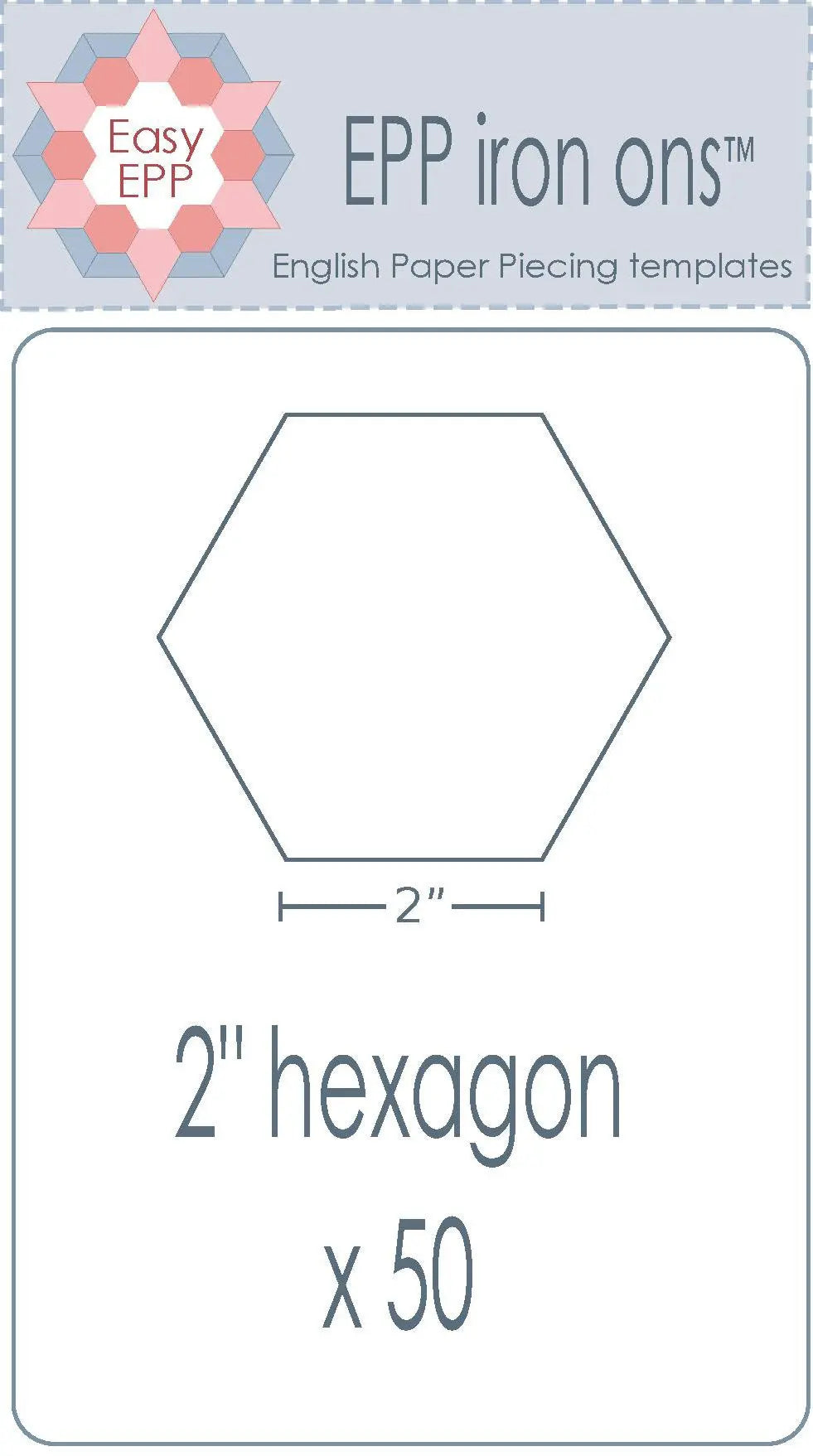2in Hexagon EPP Iron-On x 50 - Linda's Electric Quilters