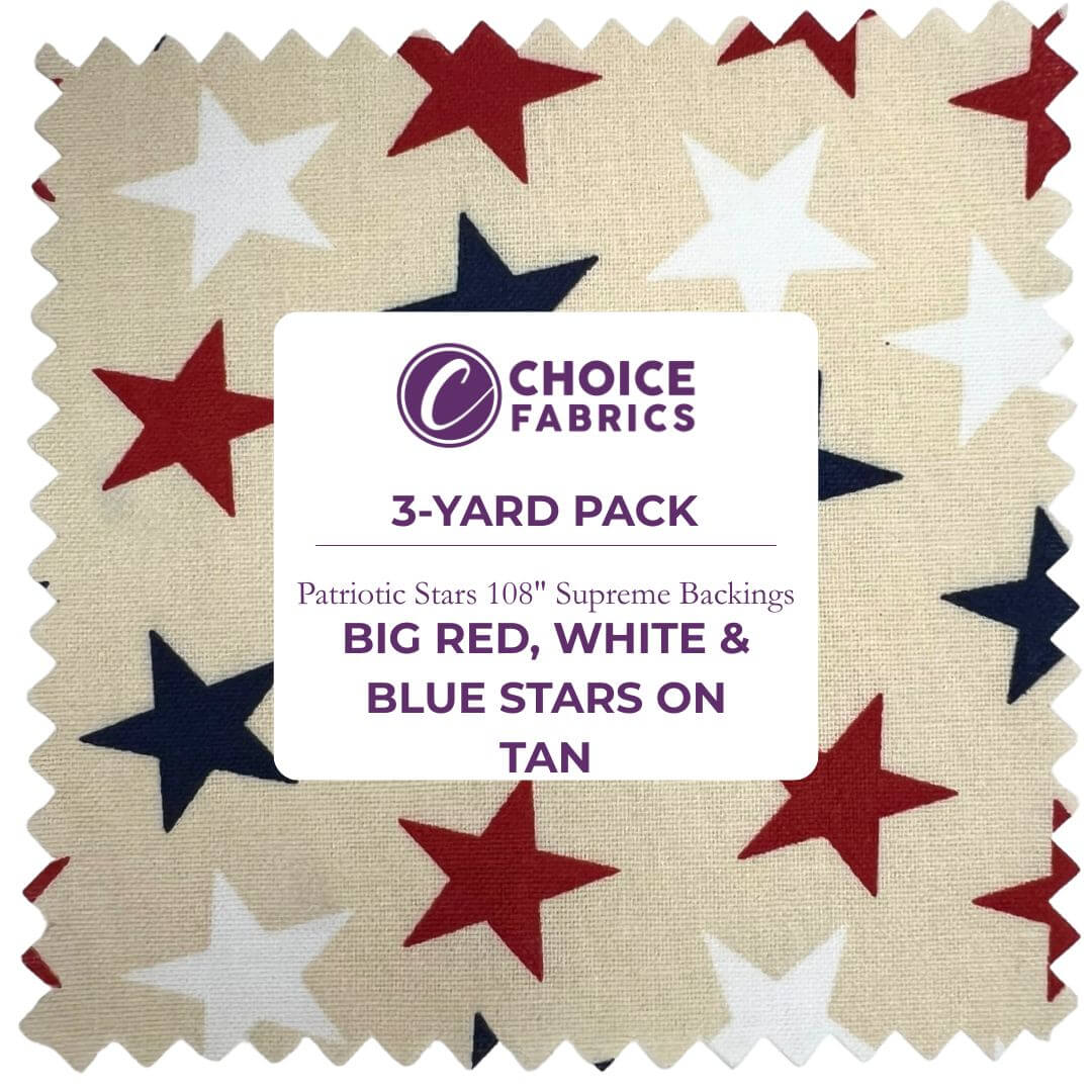 Patriotic Stars 108 inch Supreme Backing Large Stars on Cream The Fabric Company