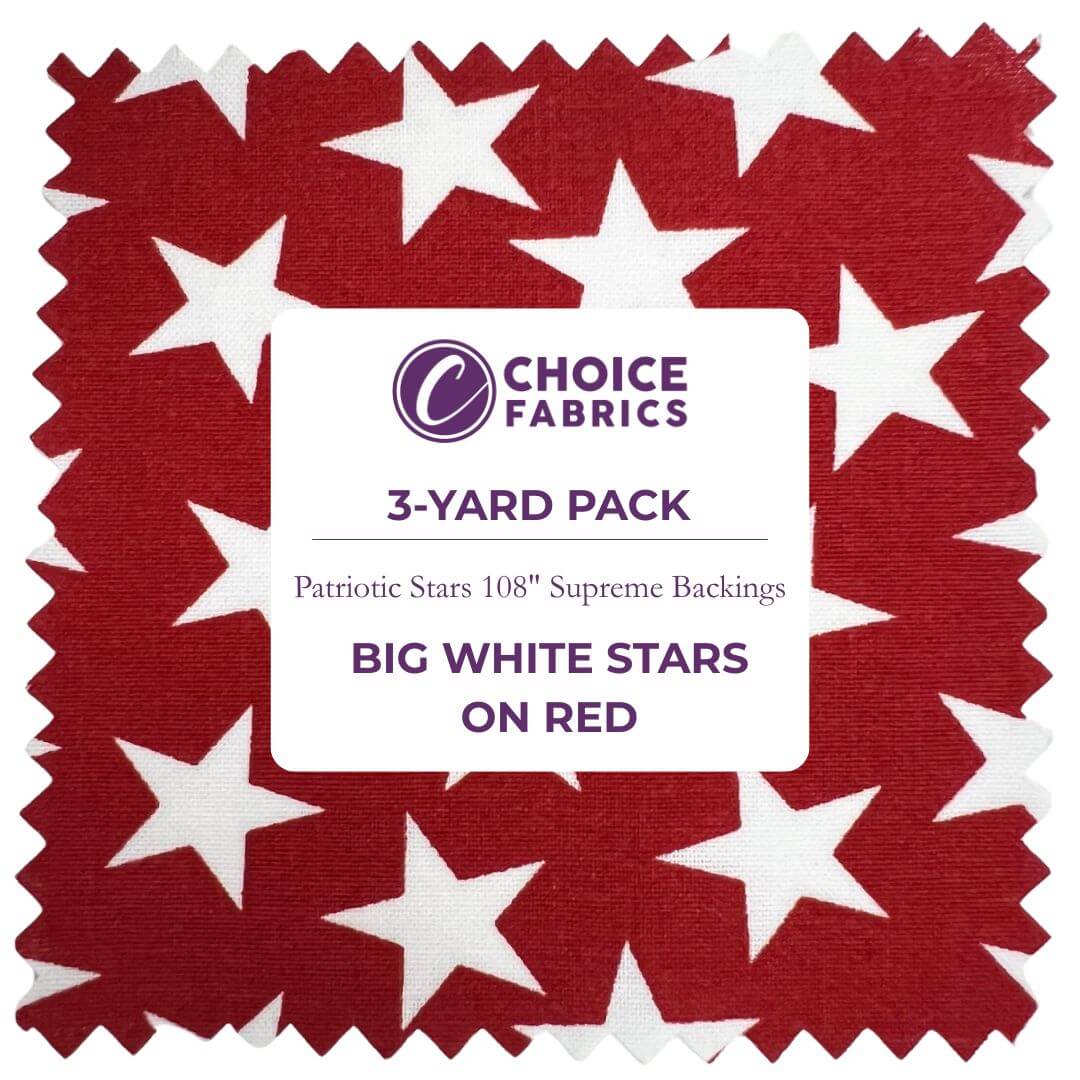 Patriotic Stars 108 inch Supreme Backing Large White Stars on Red The Fabric Company