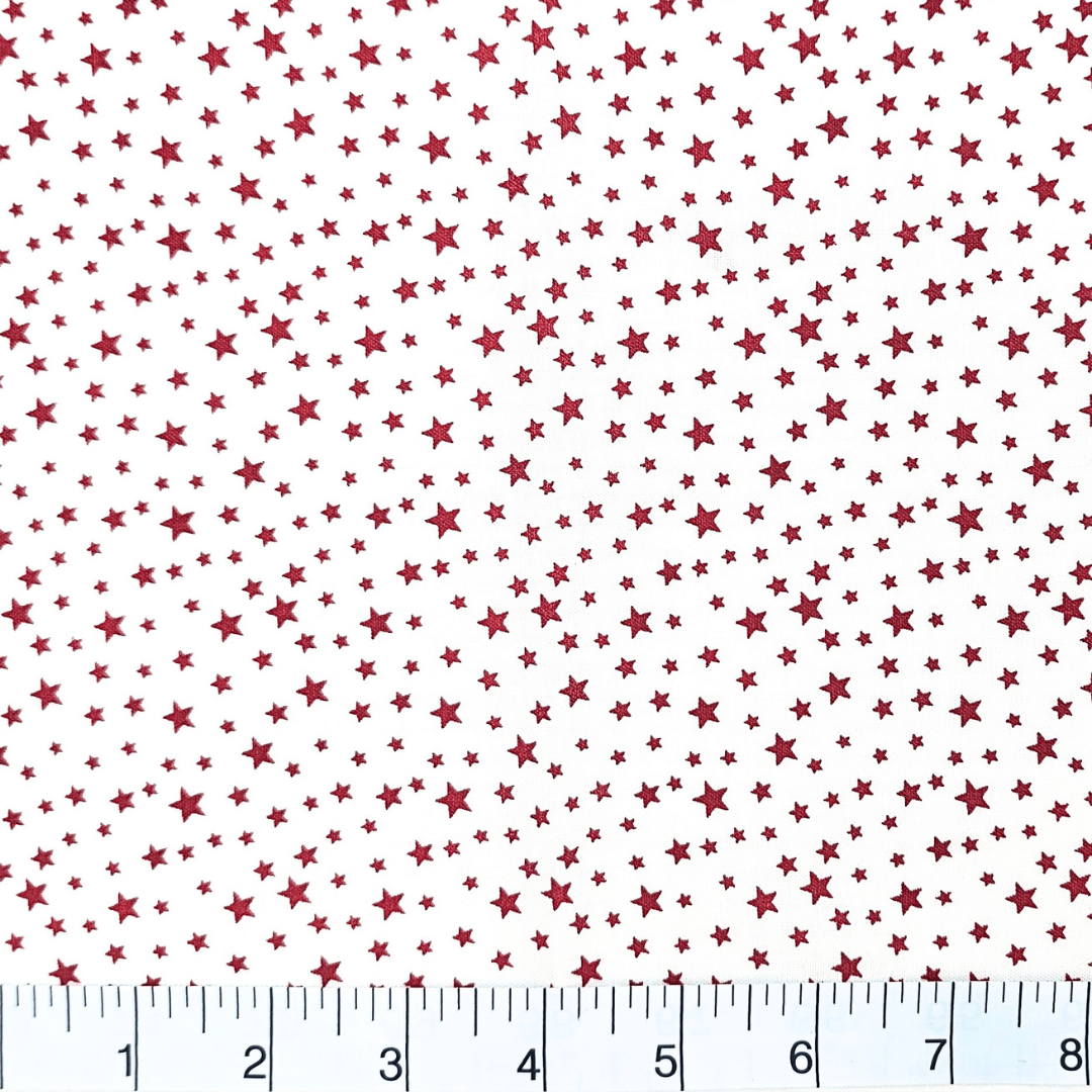 Patriotic Stars 108 inch Supreme Backing Red Stars on White The Fabric Company