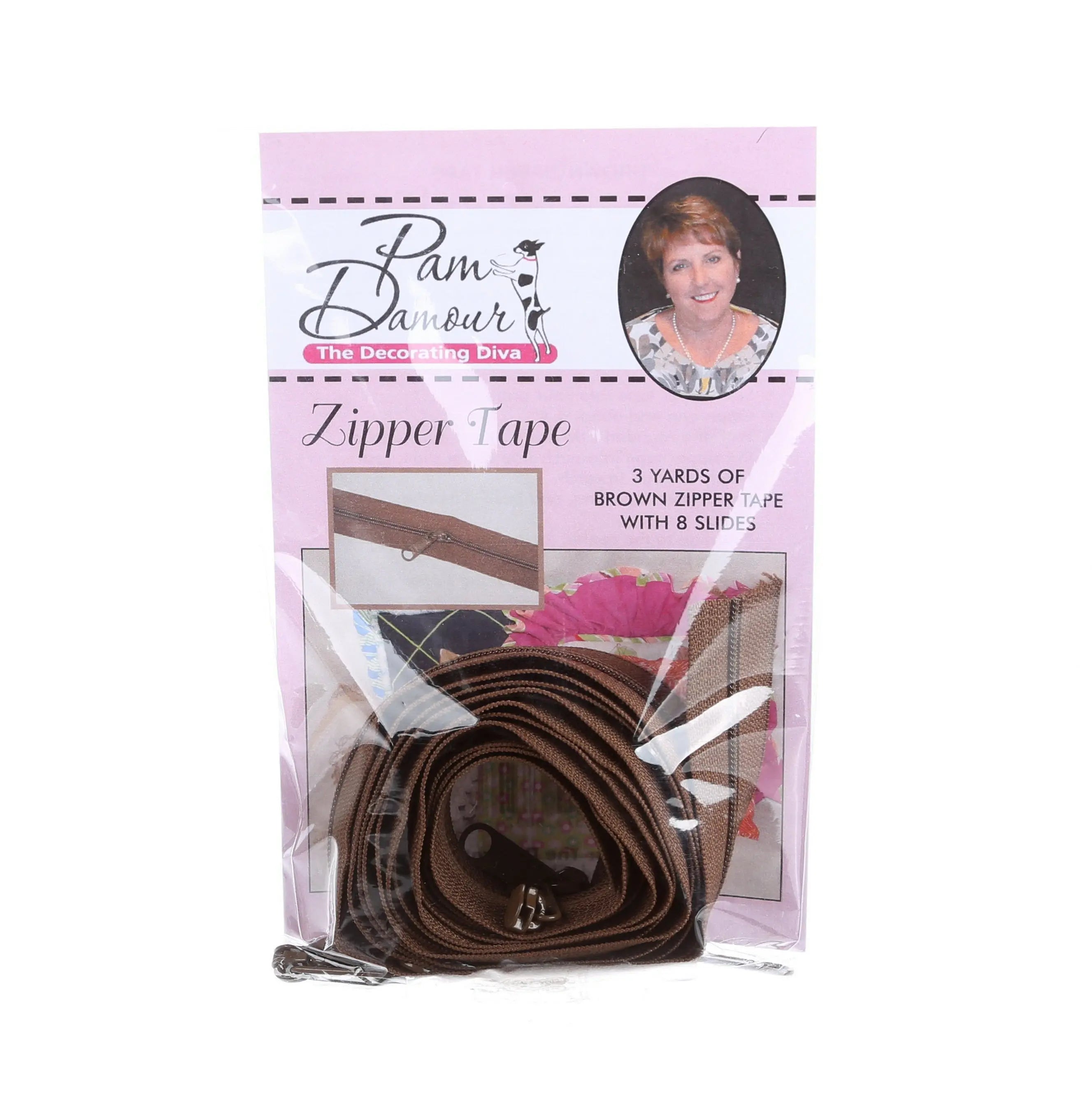 3 yards of Reversible Coil Zipper Tape with 8 Slides Brown - Linda's Electric Quilters