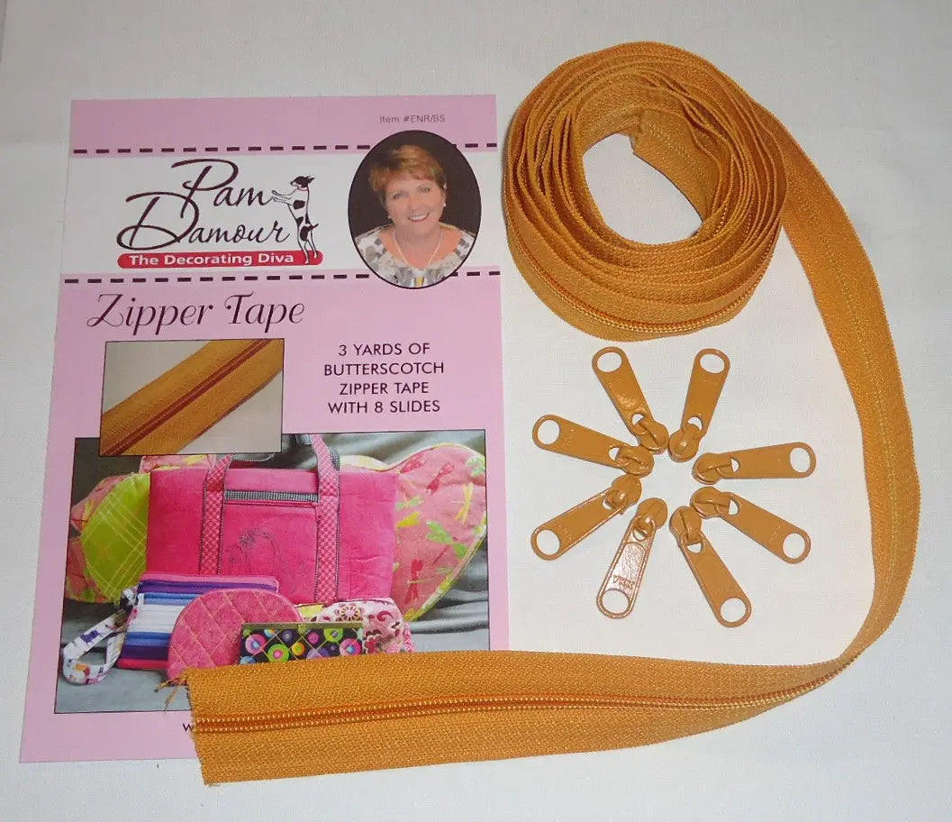 3 yards of Reversible Coil Zipper Tape with 8 Slides Butterscotch - Linda's Electric Quilters