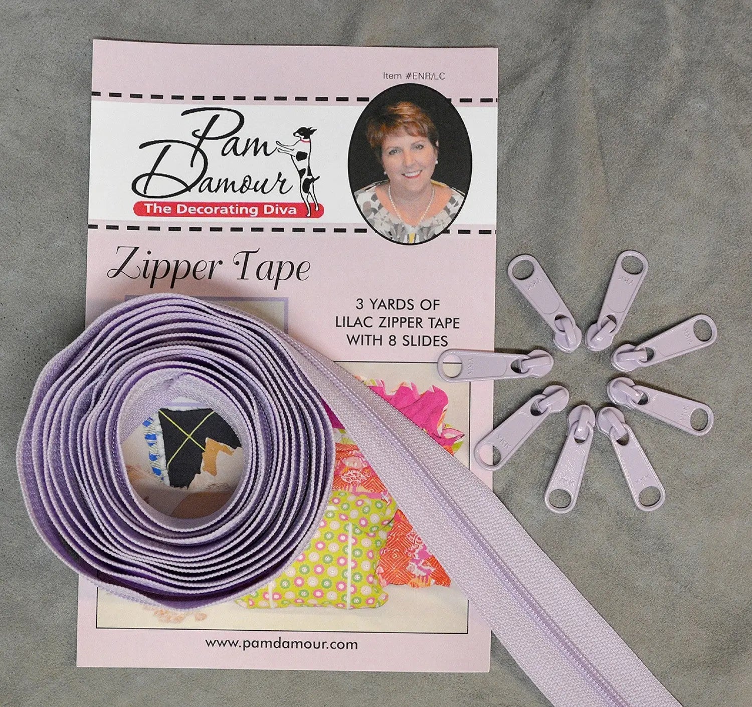 3 yards of Reversible Coil Zipper Tape with 8 Slides Lilac - Linda's Electric Quilters