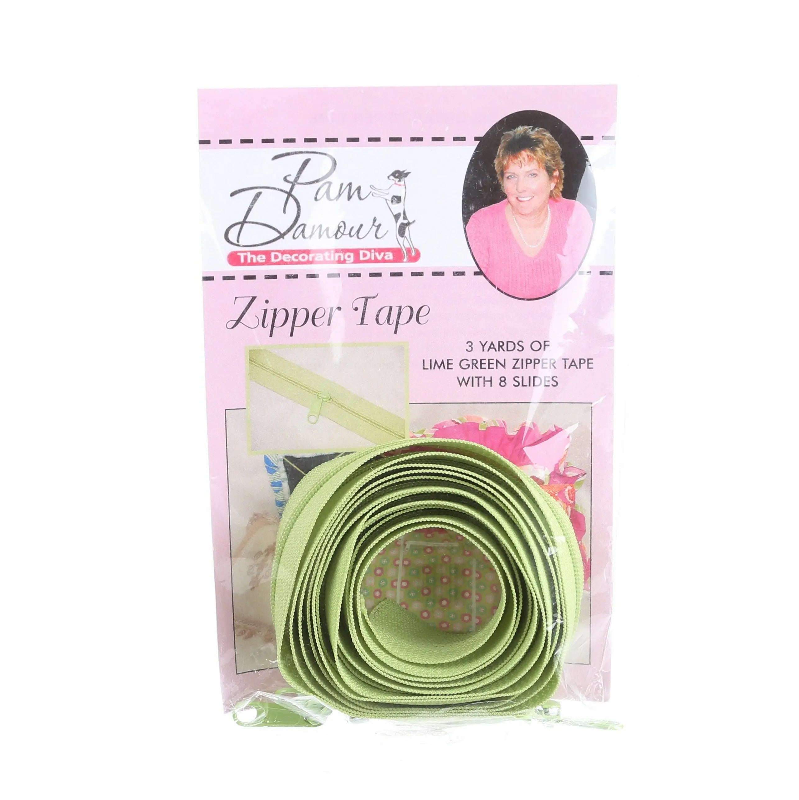 3 yards of Reversible Coil Zipper Tape with 8 Slides Lime - Linda's Electric Quilters