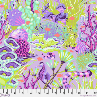 Reef What You Sew Ultraviolet Floral Reef quilting fabric by Tula Pink for Free Spirit