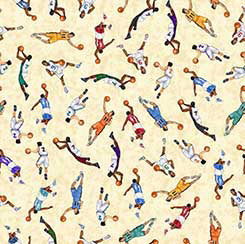 QT Fabrics Slam Dunk basketball player toss quilting cotton fabric