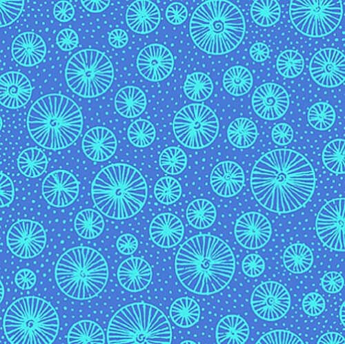 Flowerful - Linear Circles - Blue 44" / 45" Fabric Per Yard