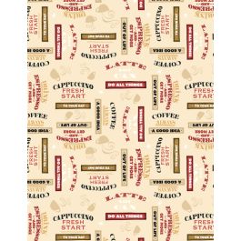 Wilmington word toss quilting cotton fabric in Cream
