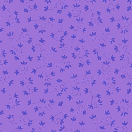 My Watercolor Garden - Scroll and Flower - Purple 44" / 45" Fabric Per Yard