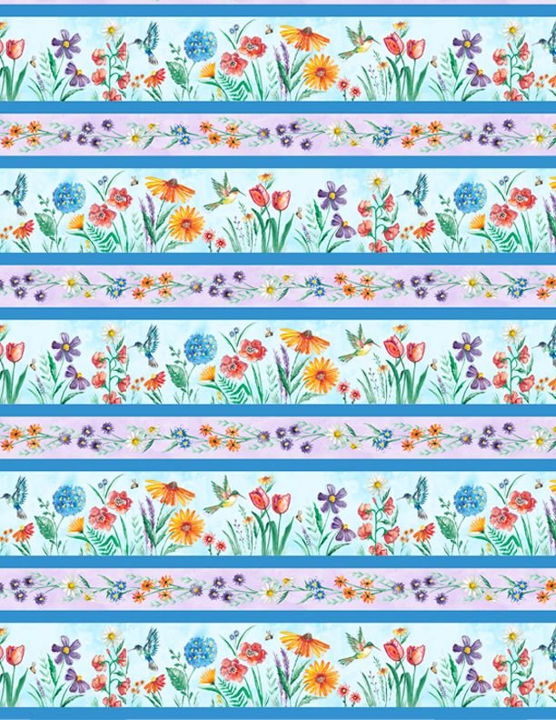 Wilmington Fanciful Flight multi strips quilting cotton fabric