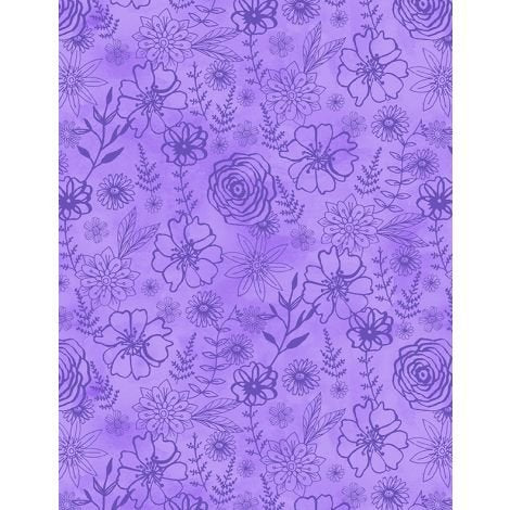 Wilmington Fanciful Flight floral quilting cotton fabric in Purple