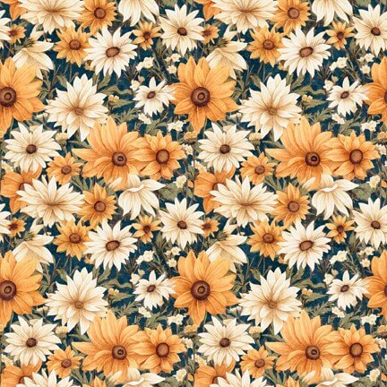 Queen Bee - Packed Floral - Midnight 44" / 45" Fabric Per Yard