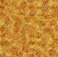 Quilting Treasures Queen Bee honeycomb blender quilting cotton fabric in Honey