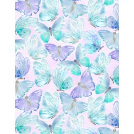 Wilmington Winged Whisper packed butterflies quilting cotton fabric in Purple