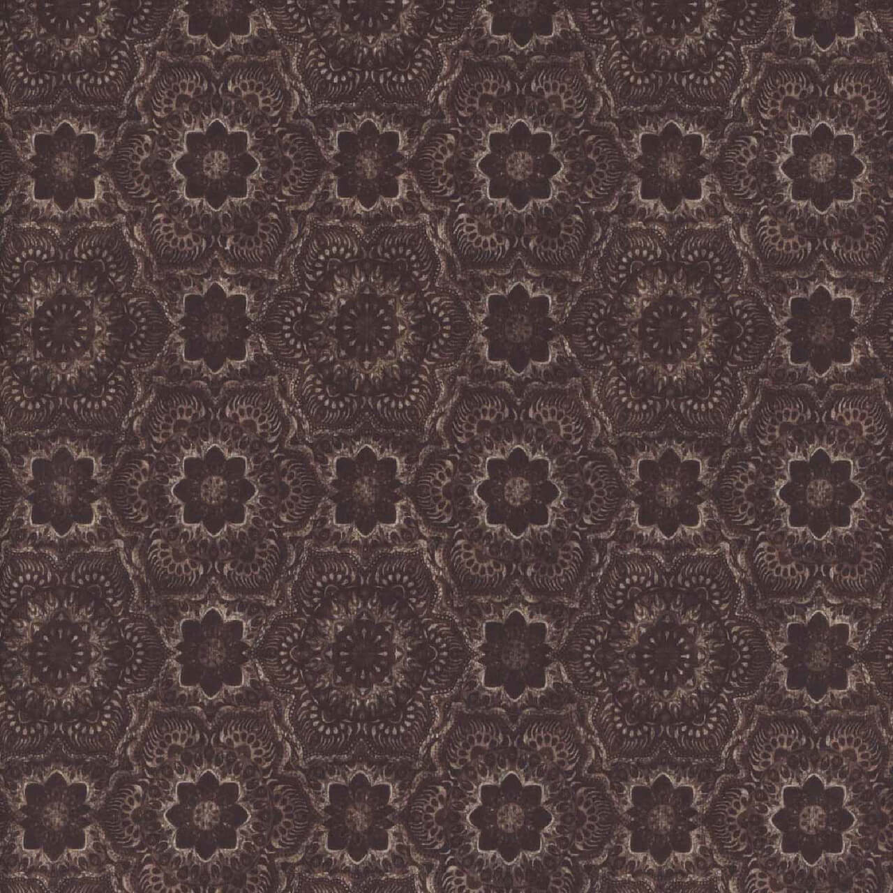 Queen Bee - Spice Flower Medallion - Charcoal 44" / 45" Fabric Per Yard