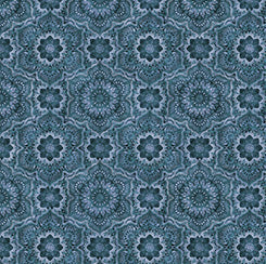 Quilting Treasures Queen Bee flower medallion quilting cotton fabric in Denim