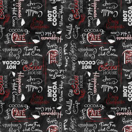 Wilmington Time For Hot Cocoa black word toss winter quilting cotton fabric