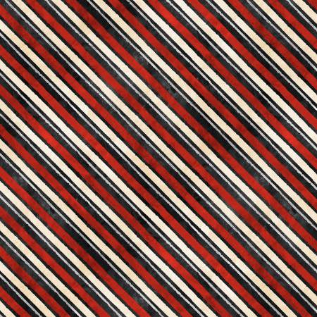 Wilmington Time For Hot Cocoa black diagonal stripe quilting cotton fabric