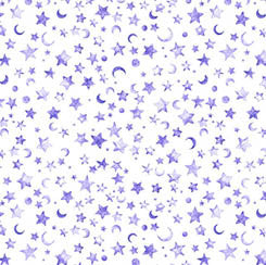 QT Fabrics Lil' Wizards Moon & Stars quilting fabric — moons and stars print