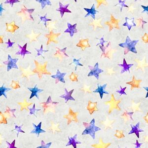 Oh The Places - Stars - Gray 44" / 45" Fabric Per Yard