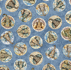 Quilting Treasures Kindred Spirits elephant heads quilting cotton fabric in Chambray