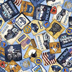 Quilting Treasures American Heroes police motifs quilting cotton fabric
