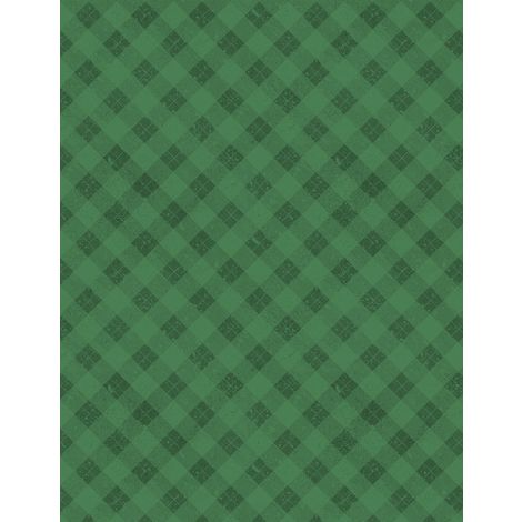 Snowy Gnomies Plaid Green quilting fabric by Wilmington Prints