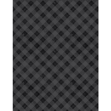 Snowy Gnomies Plaid Black quilting fabric by Wilmington Prints