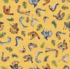 Quilting Treasures DINOROARS dinosaur quilting cotton fabric in Gold