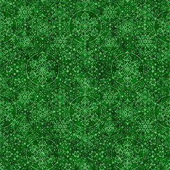 Quilting Treasures Santa's Workshop Snowflakes quilting fabric in Green