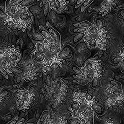 Quilting Treasures Feline Fantasia Marble Abstract Black Grey quilting fabric