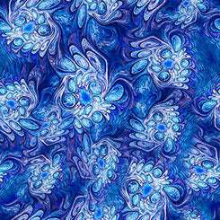 Quilting Treasures Feline Fantasia Marble Abstract Blue quilting fabric