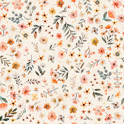 Quilting Treasures Hedgehugs Floral Toss quilting fabric in Cream