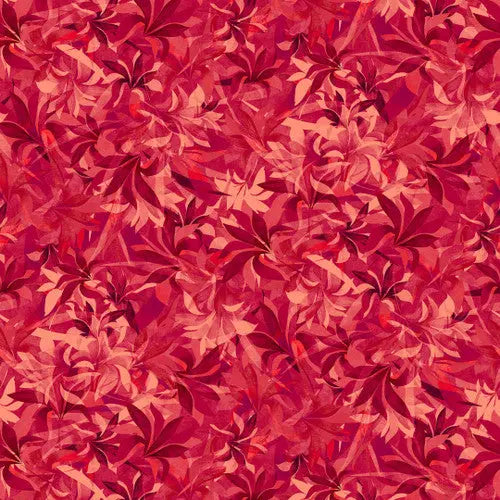 Red Shadow Leaves Cotton Wideback Fabric per yard