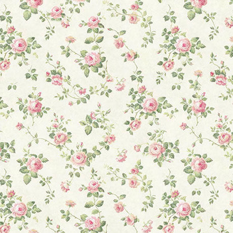 Pale Sage Ditzy Rose Sew Shabby Chic Cotton 44"/45" Fabric Per Yard
