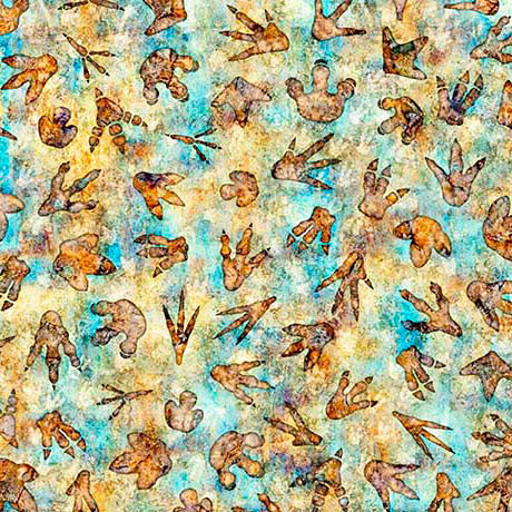 Multi Savage Kingdom Dino Tracks Cotton 44"/45" Fabric Per Yard