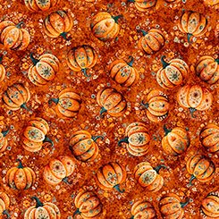 Harvest Hollow Tossed Pumpkins Burnt Orange quilting fabric by Quilting Treasures
