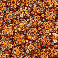 Harvest Hollow Fall Bouquets Burnt Umber quilting fabric by Quilting Treasures