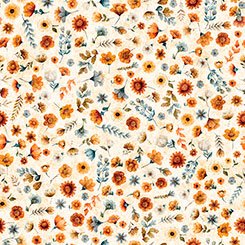 Harvest Hollow Ditzy Floral Cream quilting fabric by Quilting Treasures