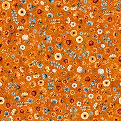 Harvest Hollow Ditzy Floral Pumpkin quilting fabric by Quilting Treasures