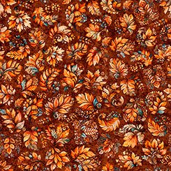 Harvest Hollow Fall Leaves Burnt Umber quilting fabric by Quilting Treasures