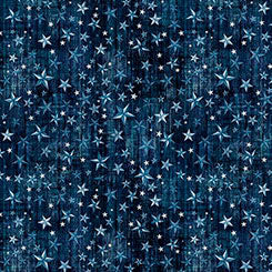 American Country Stars Navy 44"/45" Cotton Fabric Per Yard