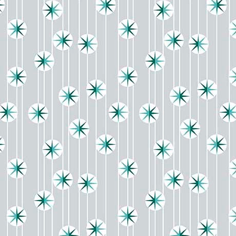 12 Days of Christmas Star Stripe Gray Cotton Fabric 44"/45" Fabric Per Yard