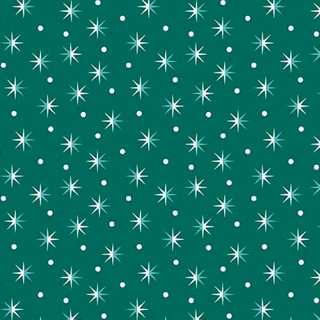 12 Days of Christmas Stars Jade Cotton Fabric 44"/45" Fabric Per Yard