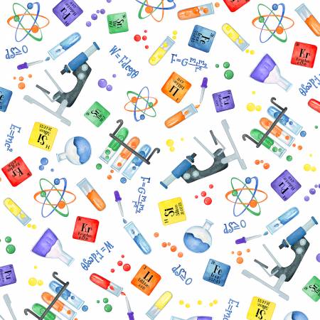 Wilmington Science Toss White quilting fabric