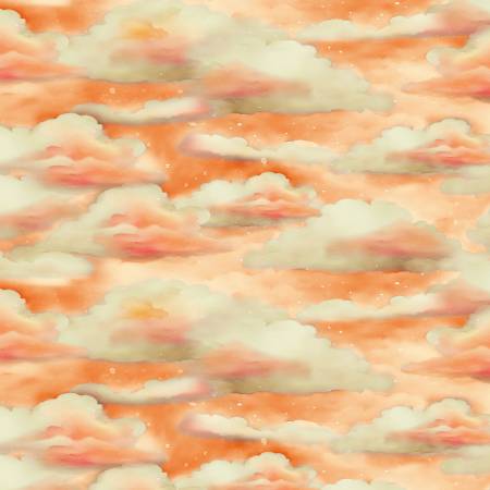 Wilmington Glorious Fall Sunset Sky quilting fabric — glowing sunset sky