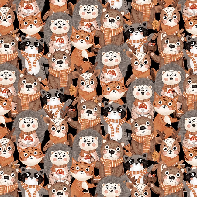 Blank Textiles Cheerful Cheeks Willow Grey quilting fabric — cheerful faces on willow grey