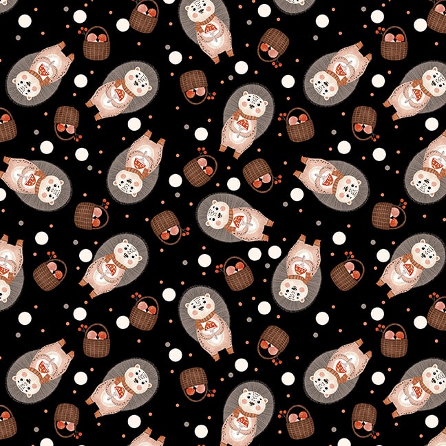 Blank Textiles Cheerful Cheeks Black quilting fabric — cheerful faces on black